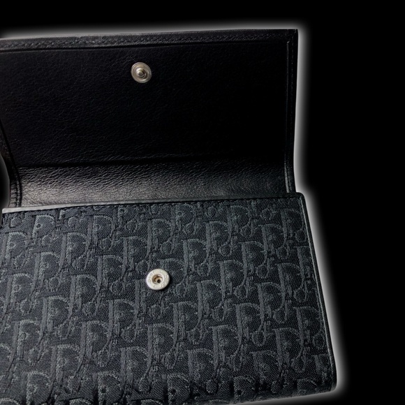 DIOR Vintage Mini Jacquard Black Monogram Logo Oblique Canvas Leather Wallet - Picture 6 of 16